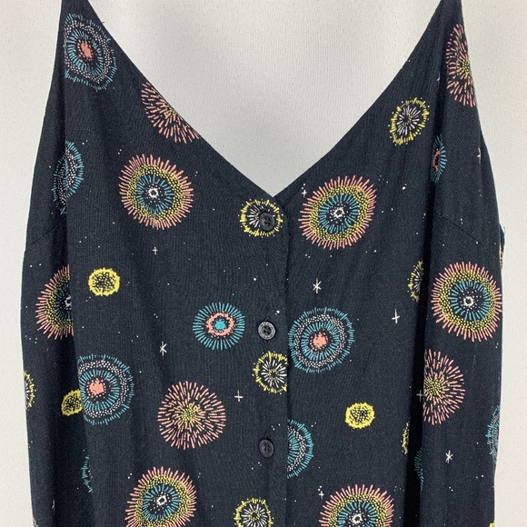 RVCA Lotus Black Space Print V-Neck Casual… - Picture 9 of 14